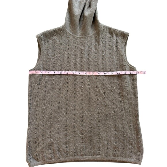Calvin Klein Vintage Cashmere Light Brown Sleeveless Turtleneck Knit Sweater M - Picture 3 of 8